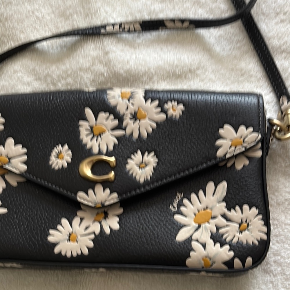 Coach Black and Cream Floral Crossbody Bag